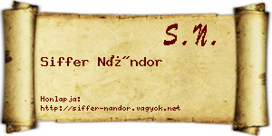 Siffer Nándor névjegykártya